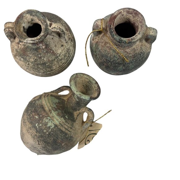 Vtg Set Of 3 Forja Y Arte Rustic Terracotta Amphora Vases Handles Made In Mexico - Picture 2 of 8